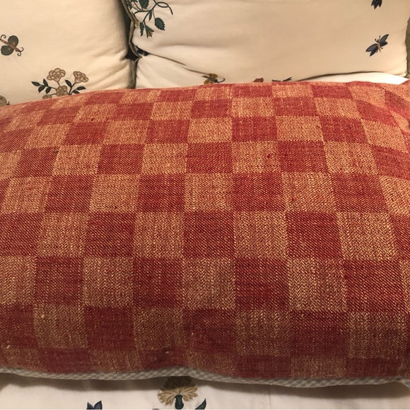 Pierre Frey plaid quoted single oblong bed pillow - Picture 3 of 4